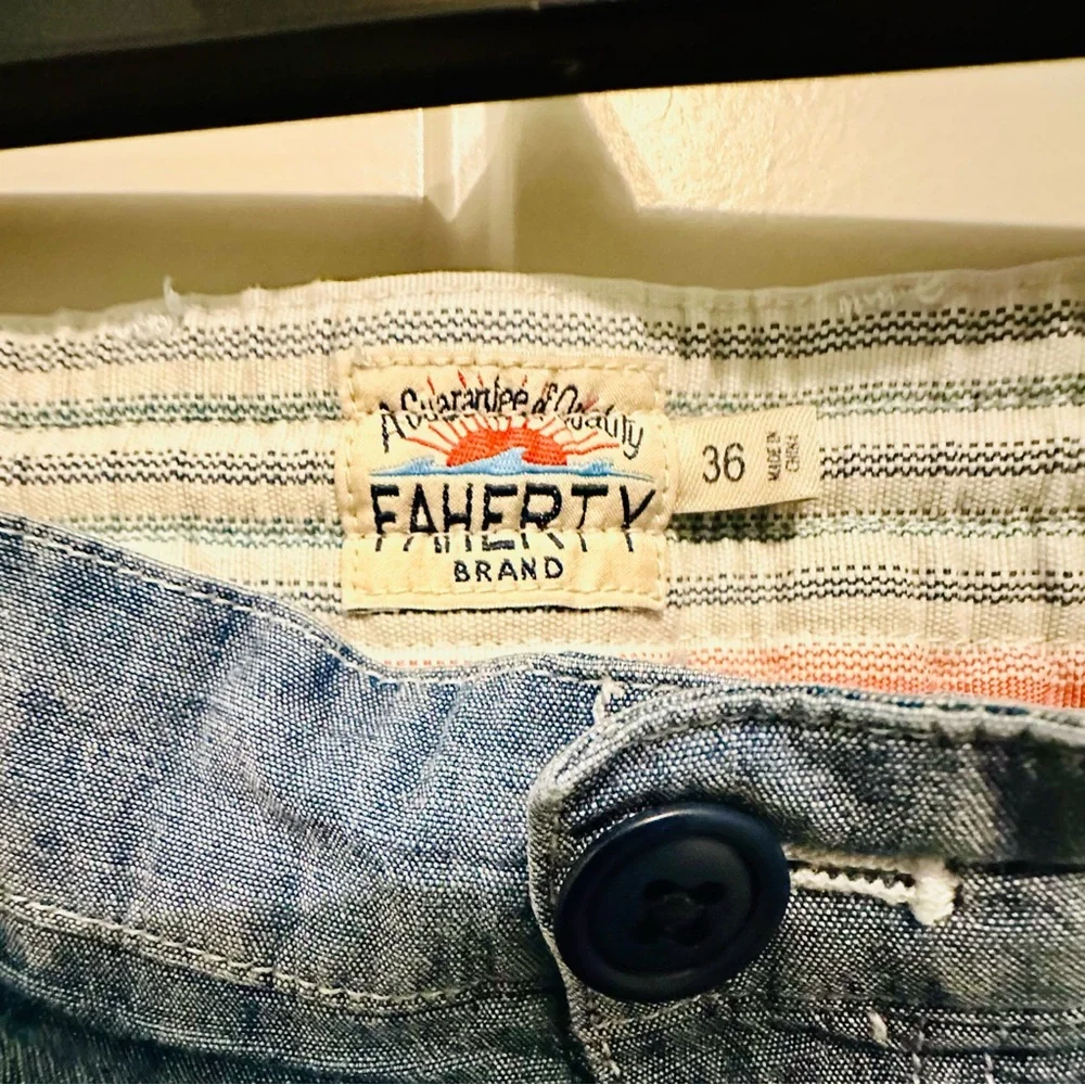 Faherty Blue Flat Front Men Shorts